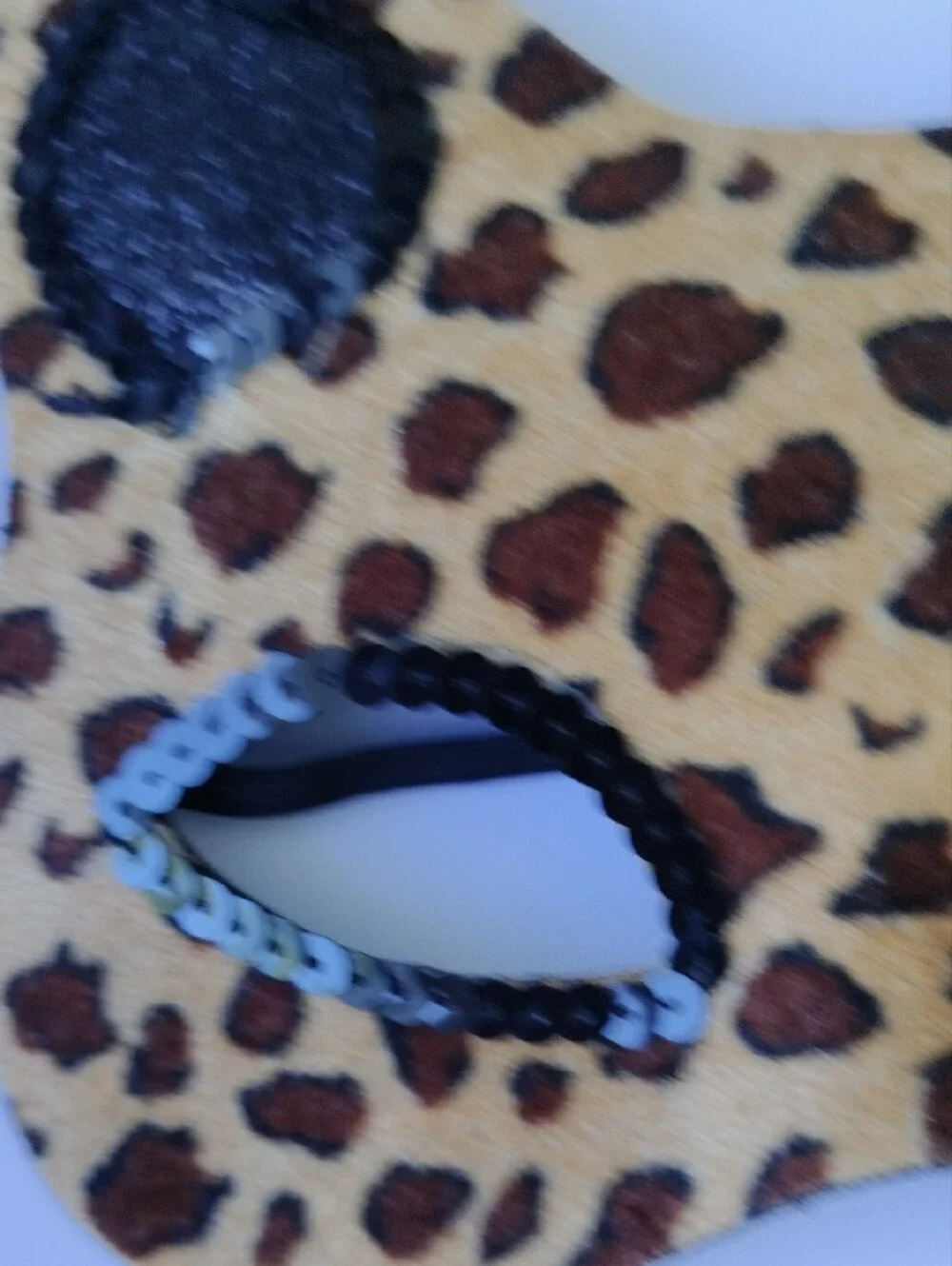 Leopard Print Kids Eye Mask with Sequin Trim - Tan